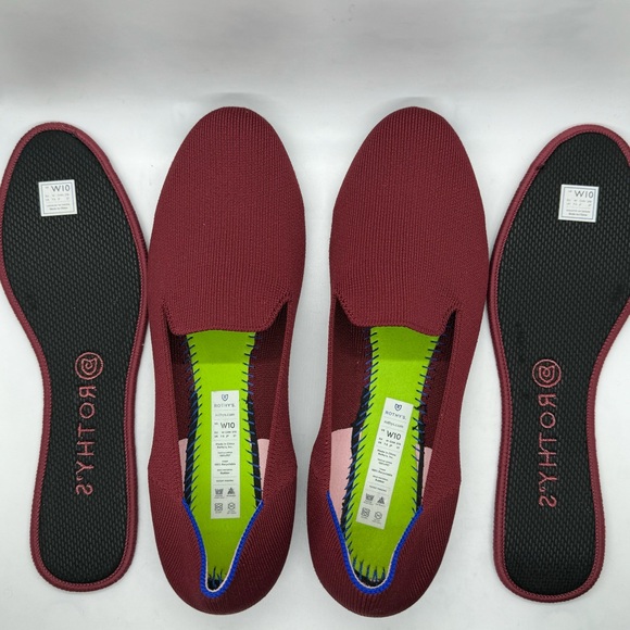 Rothy’s The Loafer Round Toe Red Cinnamon Burgundy Flats Slip On Size 10 - Picture 9 of 12